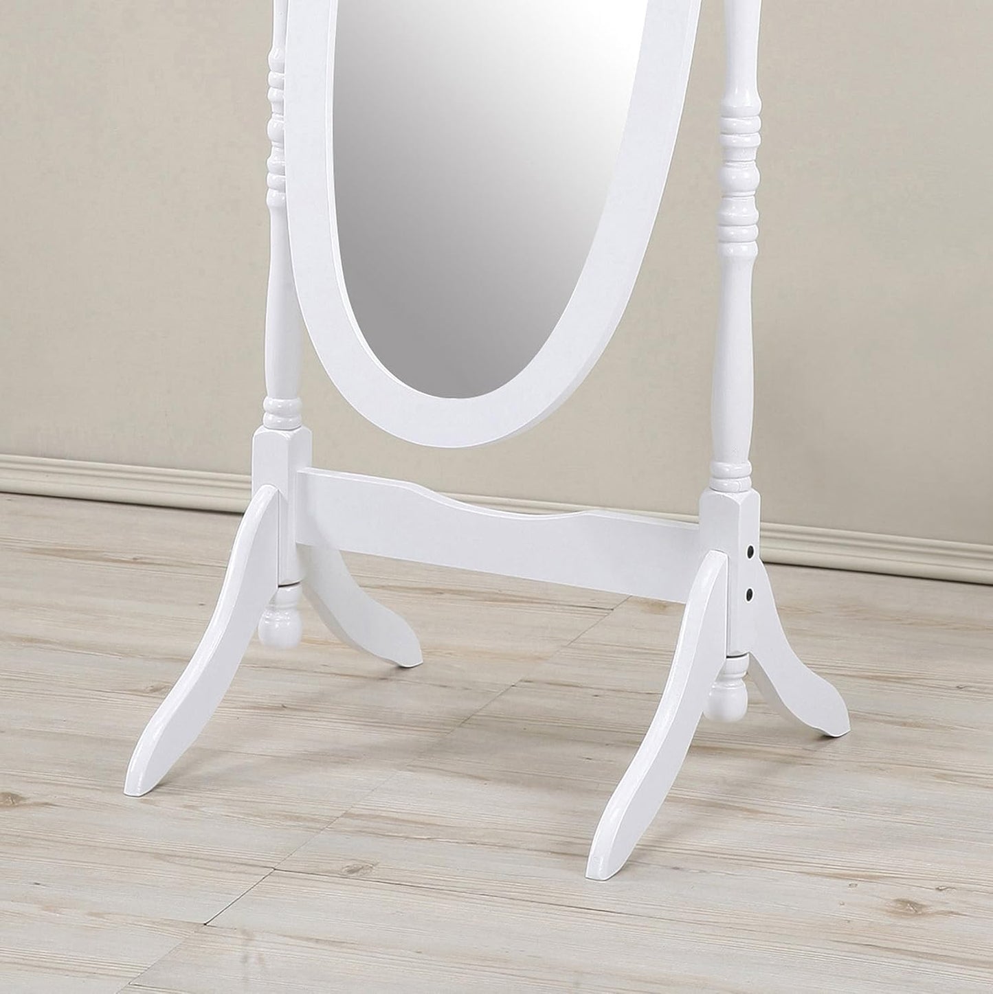 Full Length Mirror with Stand - Traditional Queen Anna Cheval Style in Solid Wood, Freestanding Adjustable Tilting Oval Glass for Bedroom & Dressing Room (Cherry)
