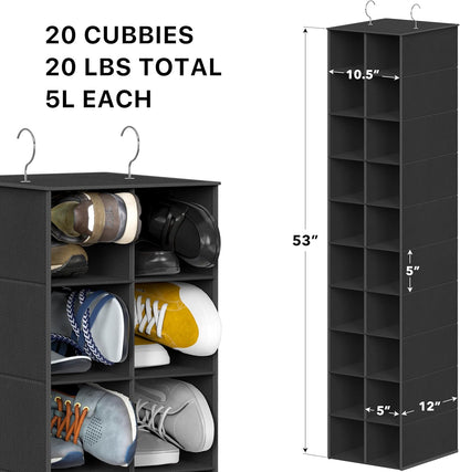 Simple Houseware 20 Section Shelves Hanging Shoes Organizer Holder for Closet, Gray