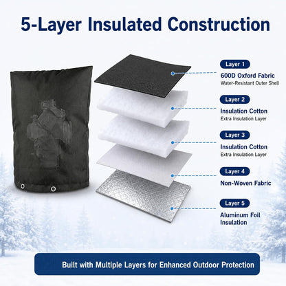 Outdoor Faucet Cover for Winter, Insulated Backflow Cover Freeze Protection | Fits Up to 9” W x 10” H