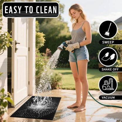 Yimobra Doormat Outdoor Entrance, Simple Stripes All-Weather Waterproof & Non-Slip Mat for Front Door, Heavy Duty Welcome Mat for Indoor, Garage, Patio-29.5x17, Dark Grey
