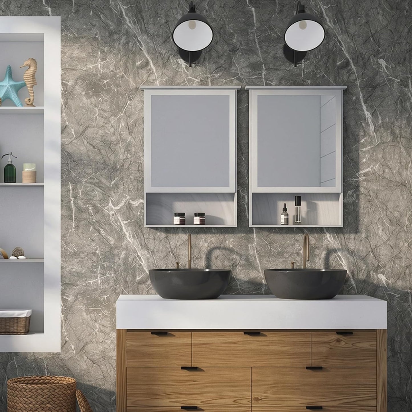 Marble Peel and Stick Waterproof Wall Paneling, 118" x 47" Carrara White Matte Finish Self-Adhesive Backsplash Tile Vinyl Wall Panel for Kitchen Bathroom Wall Decor, Covers 38.75 Sq. Ft.