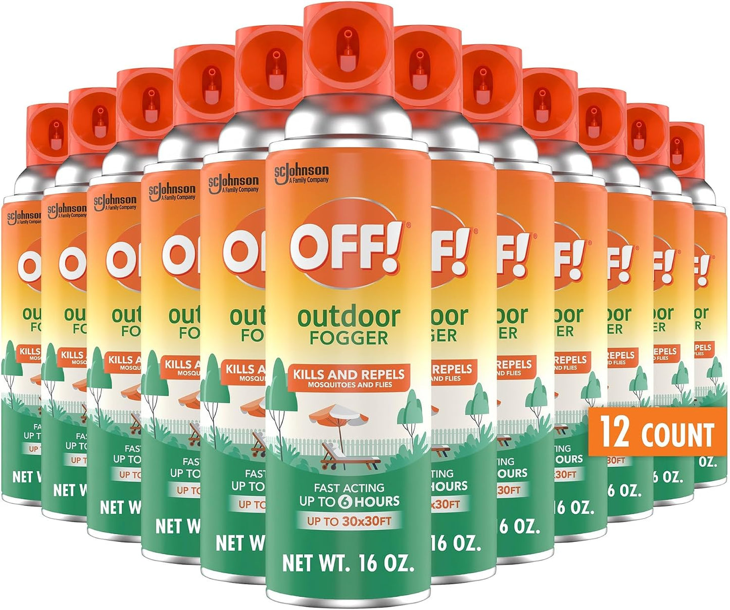 OFF! Outdoor Insect & Mosquito Repellent Fogger, Backyard Pretreat, Kills & Repels Insects in an up to 900 sq, ft, Area, 16 oz (Pack of 2)