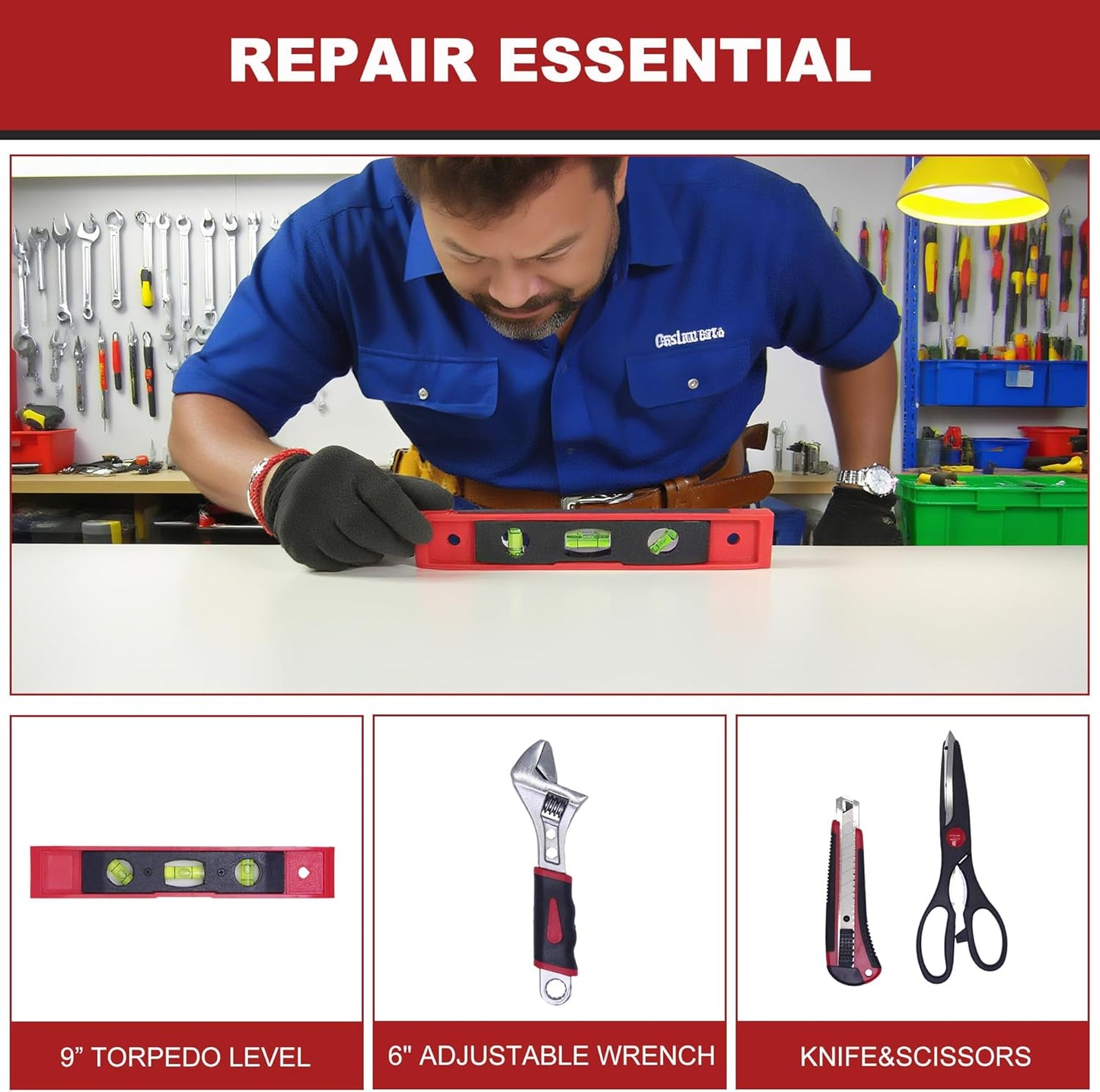 Basic Tool Kit - Tool kit for Home,Apartement,Dorm and Office.Starter Household Tool Set for Beginner,Women,New College for Home Repair,Daily Maintenance or DIY (155pcs-1new)