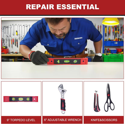 Basic Tool Kit - Tool kit for Home,Apartement,Dorm and Office.Starter Household Tool Set for Beginner,Women,New College for Home Repair,Daily Maintenance or DIY (155pcs-1new)