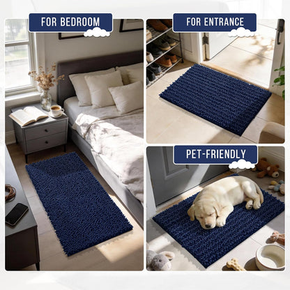 Yimobra Bathroom Rugs Non Slip Washable - Ultra Soft Absorbent Chenille Bath Mat, Quick Dry Shaggy Floor Carpet for Tub Shower, Gray Home Decor Accessories, 24x17 Inch