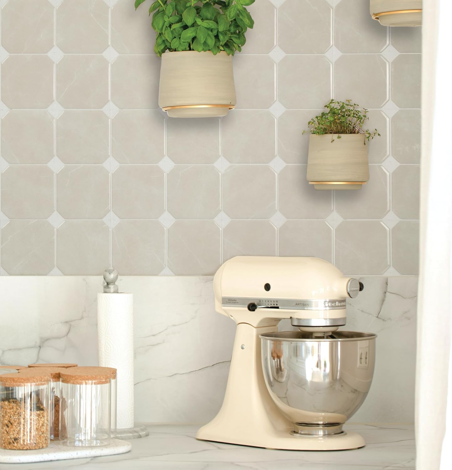 SMART TILES Peel and Stick Backsplash - 5 Sheets of 7,75" x 7,75" - 3D Adhesive Peel and Stick Tile Backsplash for Kitchen, Bathroom, Wall Tile, Checkered