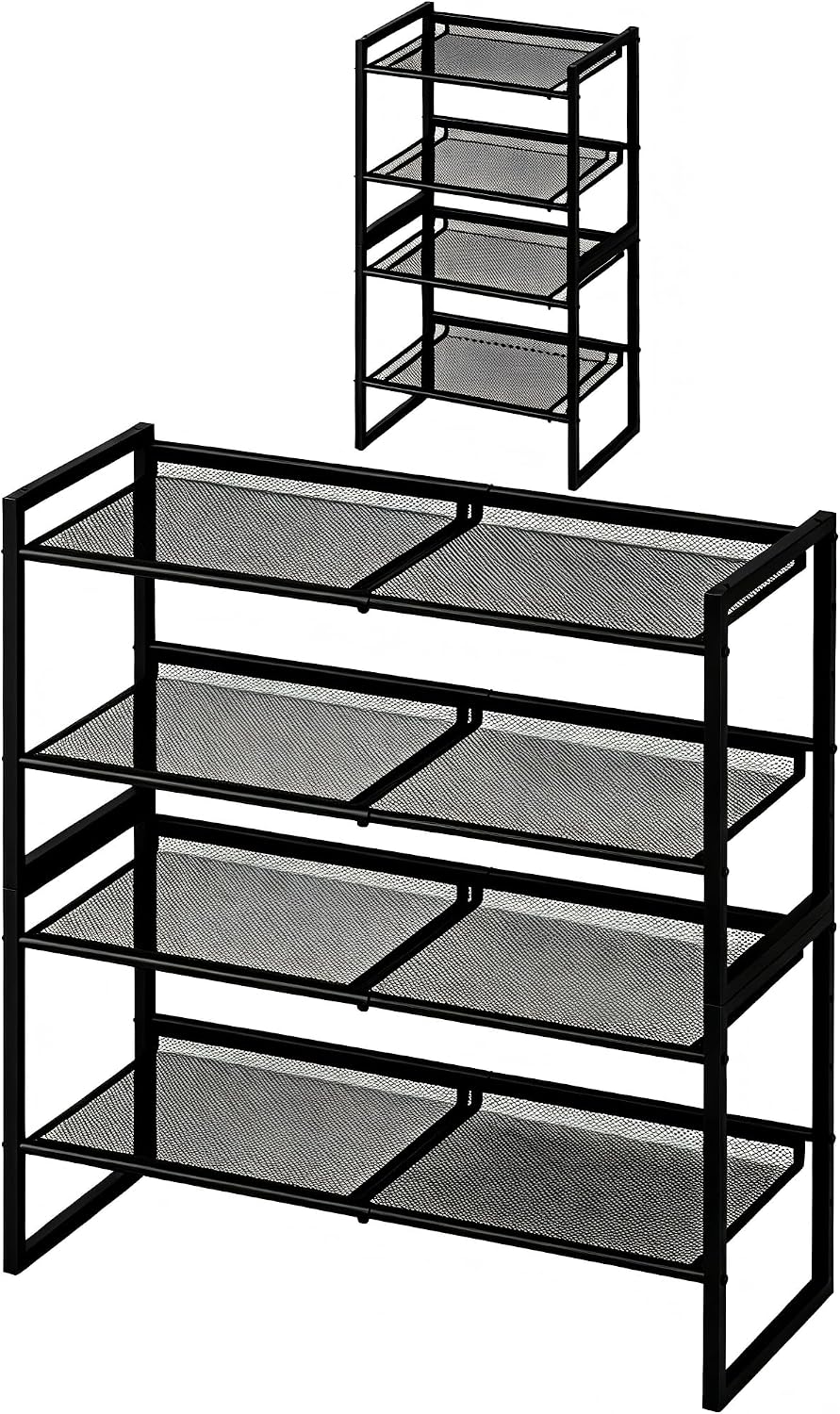 Garden 4 you Shoe Rack - Expandable Shoe Organizer for Closet, Metal Shoe Shelf Organizer, Stackable Adjustable Shoe Storage Shelf for Entryway, Garage, Door Entrance (2-Tier)