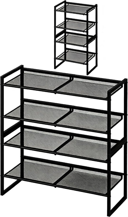 Garden 4 you Shoe Rack - Expandable Shoe Organizer for Closet, Metal Shoe Shelf Organizer, Stackable Adjustable Shoe Storage Shelf for Entryway, Garage, Door Entrance (2-Tier)