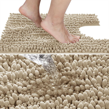 Yimobra Bathroom Rugs Non Slip Washable - Ultra Soft Absorbent Chenille Bath Mat, Quick Dry Shaggy Floor Carpet for Tub Shower, Gray Home Decor Accessories, 24x17 Inch