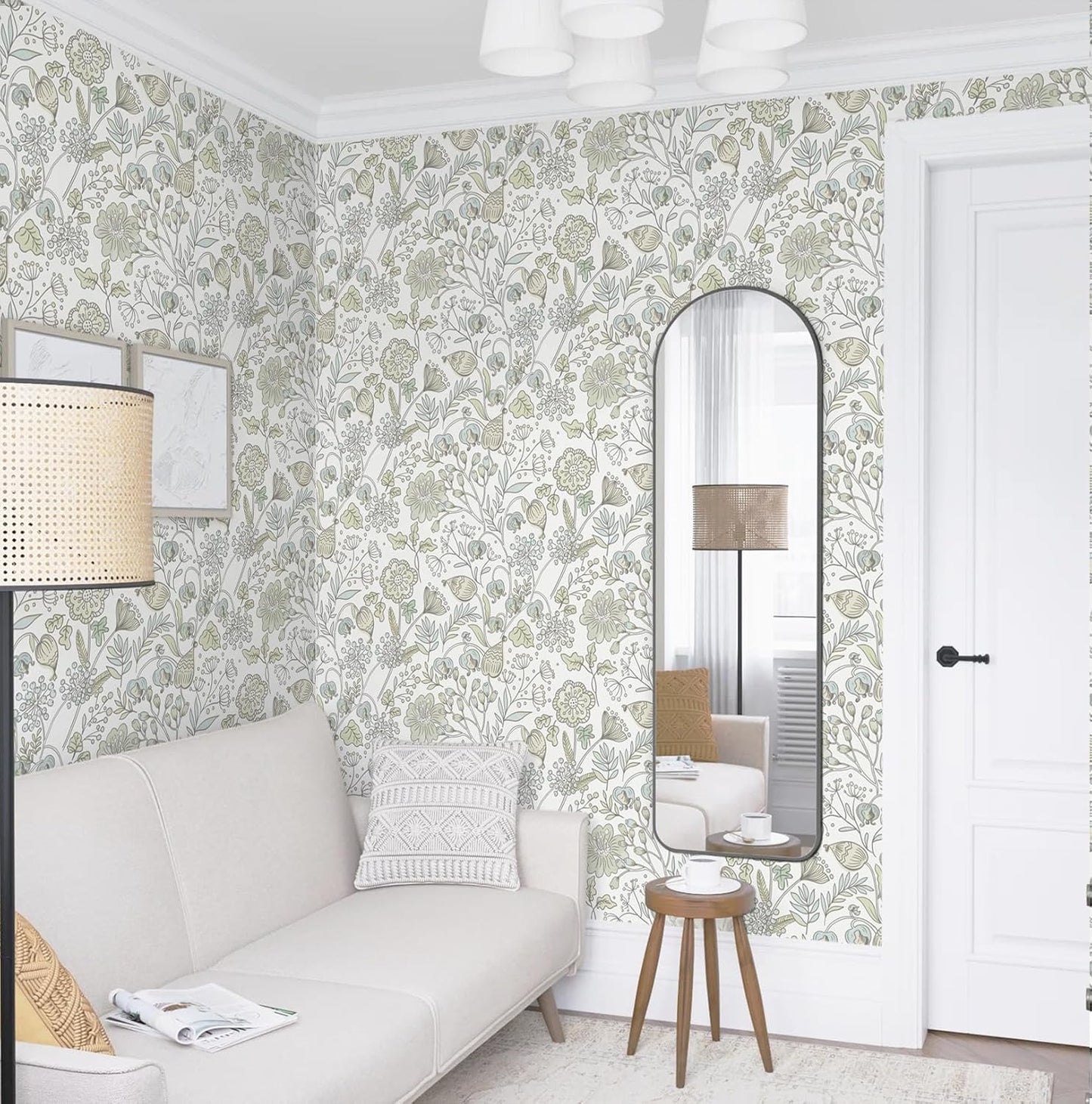 HeloHo Blue Floral Wallpaper Peel and Stick Self Adhesive Removable Wall Paper 16.1" X 118" Renter Friendly Waterproof Wallpaper Contact Paper for Furniture Living Room Bedroom Decor
