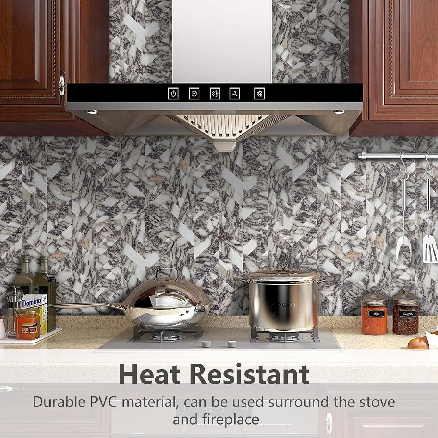 STICKGOO 10-Sheet Herringbone Tile Peel and Stick Backsplash, Beige Mixed Metal Gold PVC Stick on Backsplash, Self Adhesive Wall Tile for Kitchen and Bathroom