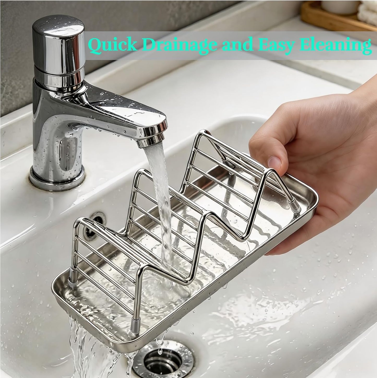 304 Stainless Steel Wavy Soap Dish, Self Draining Shampoo Bar Holder with Removable Drip Tray, Rustproof Quick Dry Bar Soap Organizer for Shower Bathroom Kitchen, Holds 2-3 Bars, 1 Pack