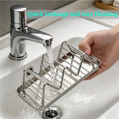 304 Stainless Steel Wavy Soap Dish, Self Draining Shampoo Bar Holder with Removable Drip Tray, Rustproof Quick Dry Bar Soap Organizer for Shower Bathroom Kitchen, Holds 2-3 Bars, 1 Pack