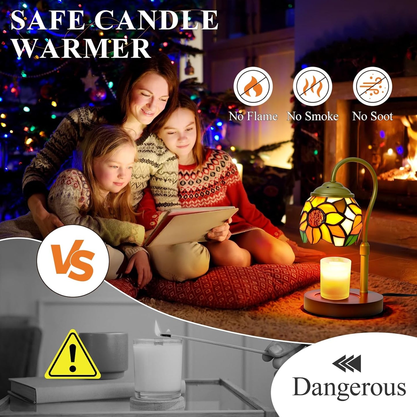 Candle Warmer Lamp with Timer Dimmer - Height Adjustable Wax Melt Warmer for Jar Candles, Blown Art Glass Candle Warming Lamp with 2 Bulbs Birthday Gifts for Mom Women Candle Holders for Home Decor