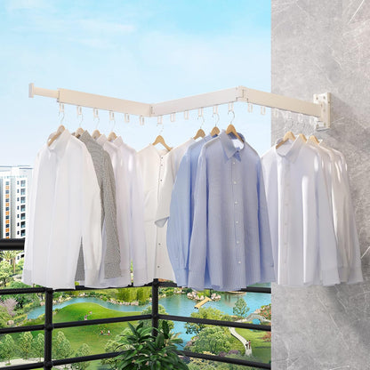 ZdwCyl Clothes Drying Rack Wall Mounted,Drying Rack Clothing,Clothes Hanging Rack,Retractable,Collapsible(Tri-Fold), White Color(Ring)