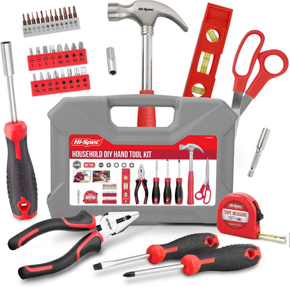 Hi-Spec Tool Kit Yellow 20pc. Small Tool Kit for Home DIY & Office Repairs. Compact and Lightweight Essential Tools in a Portable Book-Sized case.