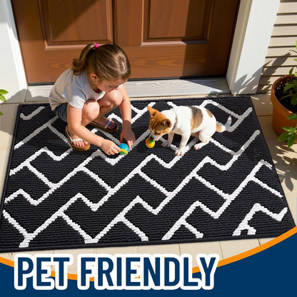 OLANLY Front Door Mat, Non-Slip Rubber Backing, Dirt Resistant and Absorbent, Washable, Easy to Clean Low-Profile Indoor Doormat for Back Door, Entryway, Inside Entrance, 32x20, Grey