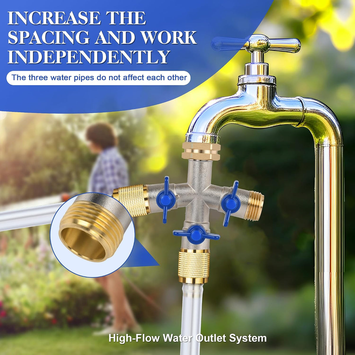 EJW Hose Splitter, 2 Way Hose Splitter, Garden Hose Splitters,Faucet Splitters, Outdoor Faucet Splitter, 2 Way Hose Connector,Brass Splitter, 3/4” GHT Threads.