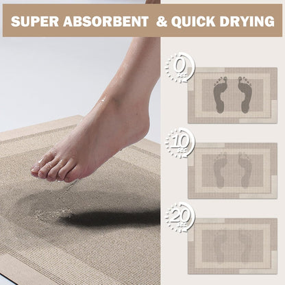 YDKGL Non Slip Bath Mat, Rubber Backing Ultra Thin Bathroom Rugs Fit Under Door Quick Dry Super Absorbent Washable Bath Rug Shower Mat for Bathroom Floor Bathtub Shower Sink, Easy Care Blue 16"x 24"