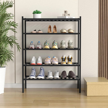 ROMGUAR CRAFT 3 Tier Bamboo Shoe Rack for Closet Free Standing Wood Shoe Shelf Storage Organizer for Entryway Small Space Stackable 27"x11"x20" (Natural)