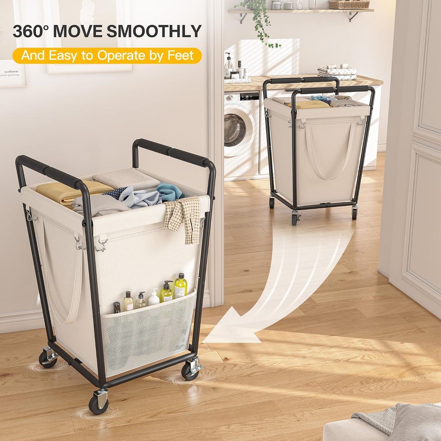 175L Laundry Hamper with Lid 3 Section, Extra Large Laundry Basket with 3 Removable Bags, 46 GAL Laundry Basket Organizer for Bedroom, Laundry Room, Dorm, Grey