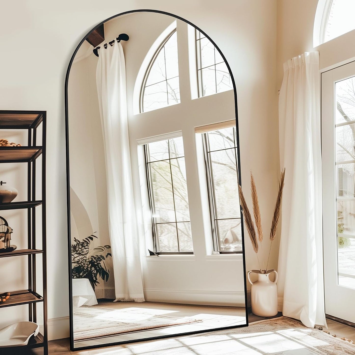 Antok 58" x19” Arched Full Length Floor Mirror, Gold Aluminum Frame, Free Standing/Wall Mount/Leaning for Bedroom, Living Room, Dressing Room