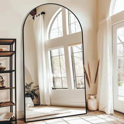 Antok 58" x19” Arched Full Length Floor Mirror, Gold Aluminum Frame, Free Standing/Wall Mount/Leaning for Bedroom, Living Room, Dressing Room