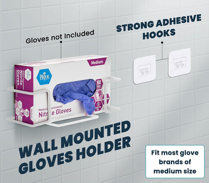 Alpine Industries Single Box Wire Wall Mount Glove Dispenser - Mounted Organizer Rack for Disposable Surgical Glovebox & Tissue Boxes - Hanging Lab & Kitchen Storage (White, 1 Box)