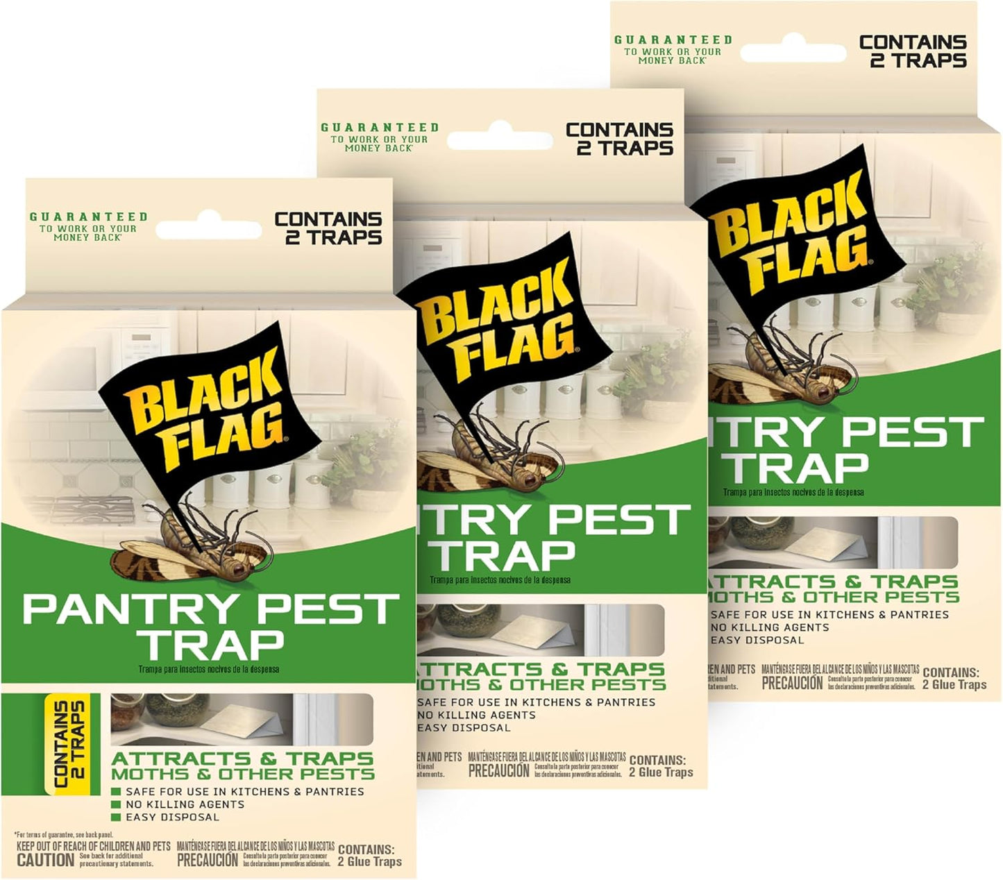 Black Flag Pantry Pest Trap 2 Count, Insect Traps, Safe For Use In Kitchens And Pantries