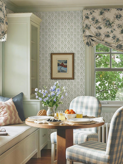 Dimoon 17.3''x78.7'' Peel and Stick Wallpaper Floral Cute Contact Paper Vintage Village Country Cottage Wallpaper Farmhouse Yellow Beige Renter Friendly Geometry Waterproof Embossed Kitchen Bedroom