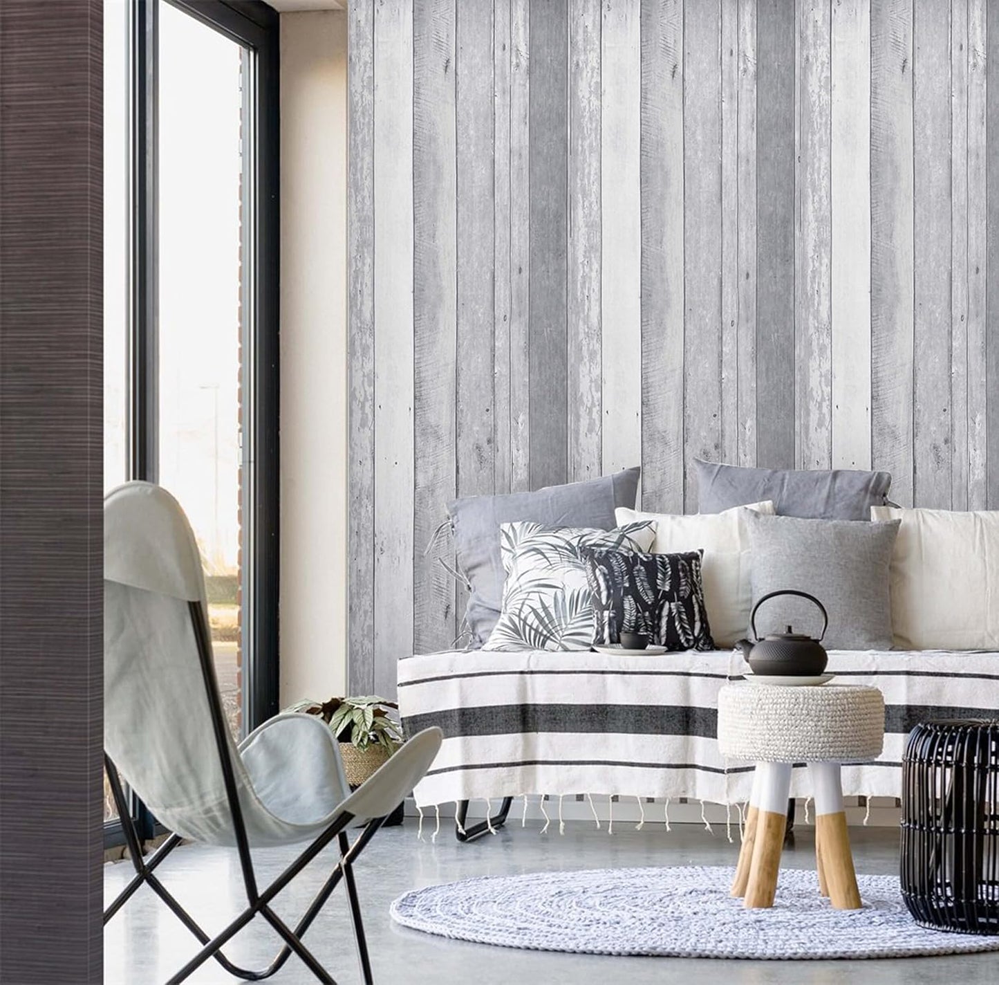 Dimoon 17.3" X 78.7" Peel and Stick Wallpaper Floral Contact Paper Boho Beige White Renter Friendly Natural Wall Paper Waterproof Removable Self Adhesive Wallpaper for Bedroom Livingroom Vinyl Roll