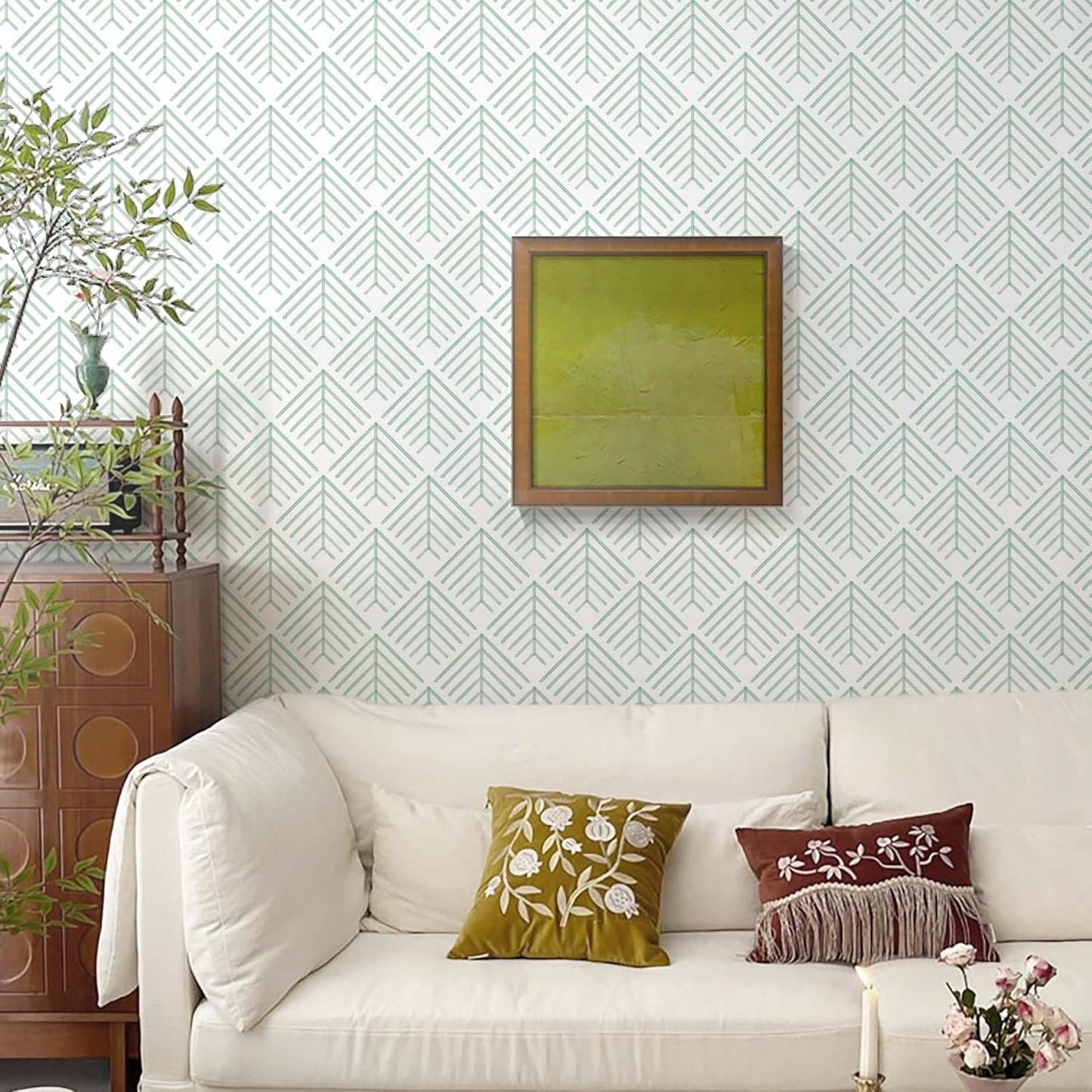 Heroad Boho Peel and Stick Wallpaper Beige Renter Friendly Wall Paper Peel and Stick Modern Contact Paper Neutral Geometric Wallpaper for Bedroom Bathroom Cabinets Decor Vinyl Waterproof 17.3"x78.7"