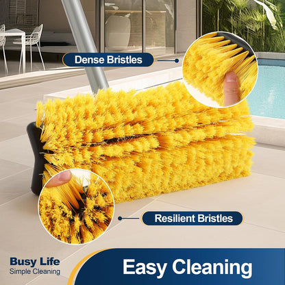 Yocada Deck Brush with 4-Section Extendable Handle Floor Scrub Brush Soft &Medium Bristles Non-Slip Grip for Outdoor Deck Patio Bathroom Garage Concrete Cleaning 54.3 Inch
