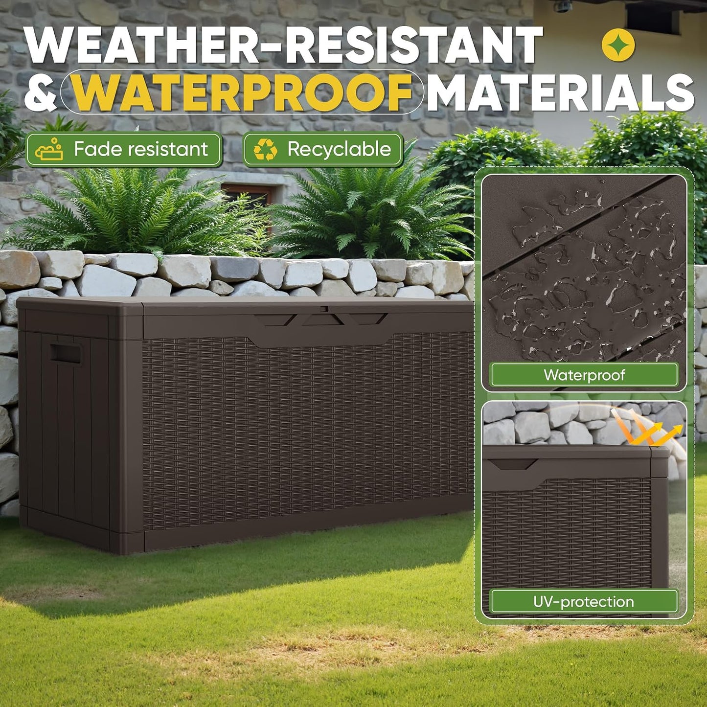 Greesum 31 Gallon Resin Deck Box All Weather Outdoor Storage Boxes for Patio Furniture Set,Outdoor Toys,Garden Tools,Black