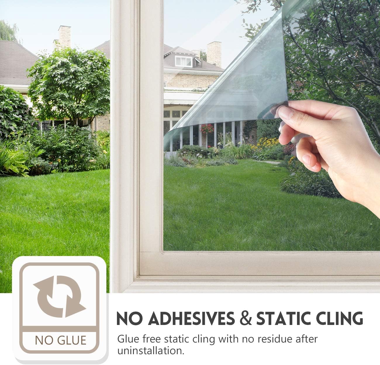 KESPEN Window Privacy Film Frosted Glass Heat Control UV Blocking Privacy Window Film for Glass Windows Static Cling Non-Adhesive Door Coverings Decals for Bathroom Home Office,17.5 Inch X 6.5 Feet