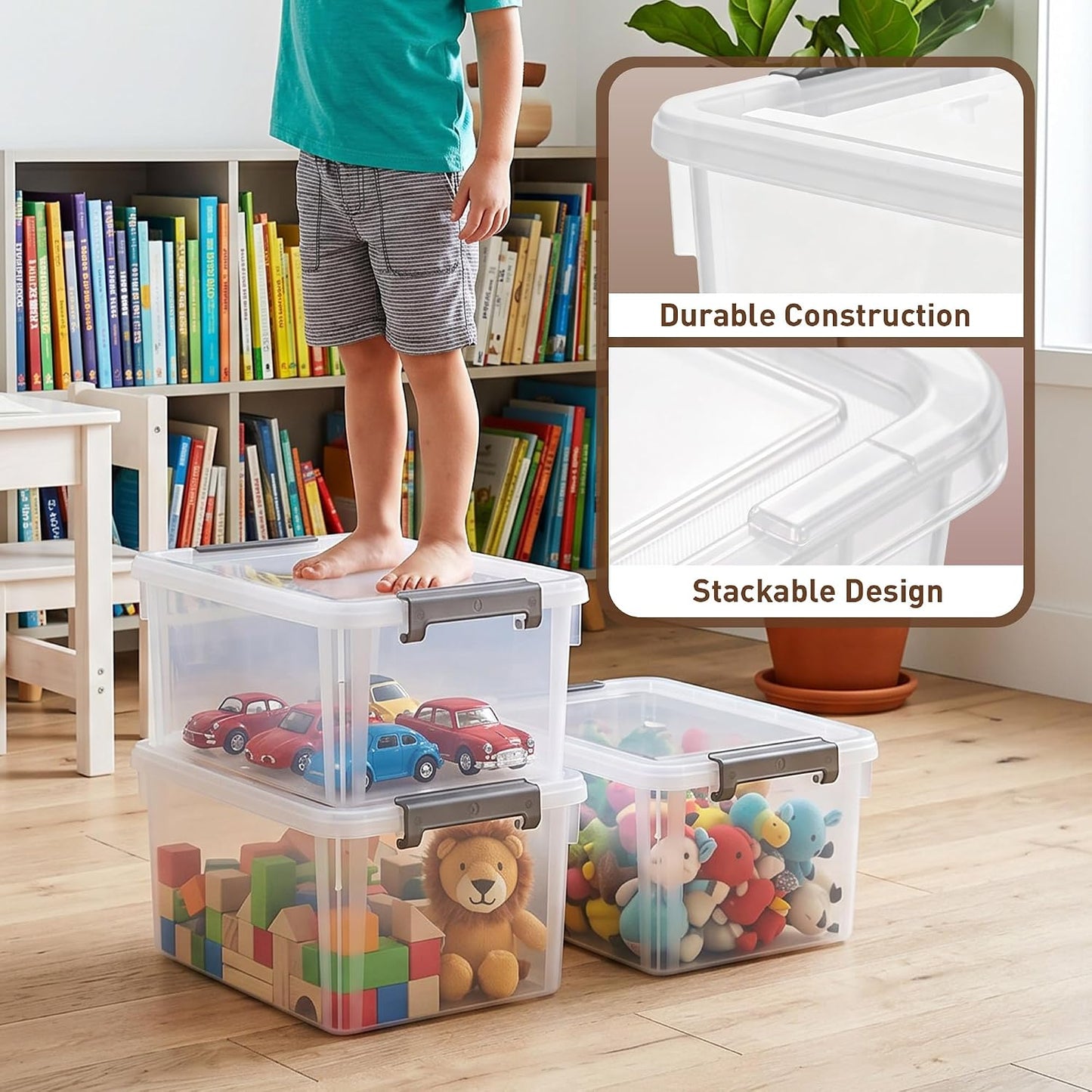 Citylife 57 QT Plastic Storage Bins with Double-Opening Lids, Storage Containers for Organizing, Large Clear Storage Box for Closet, Blankets, 2 Packs