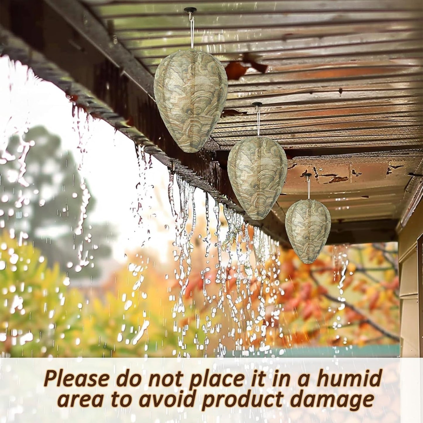 DECYOOL 6 Pack Paper Fake Wasp Nests Decoys for Yellow Jackets and Wasps | ﻿ Oversized Paper Build, Eaves/Garbage/Pool Areas, Territorial Hive Mimicry, Hanging Design,Easy Mount
