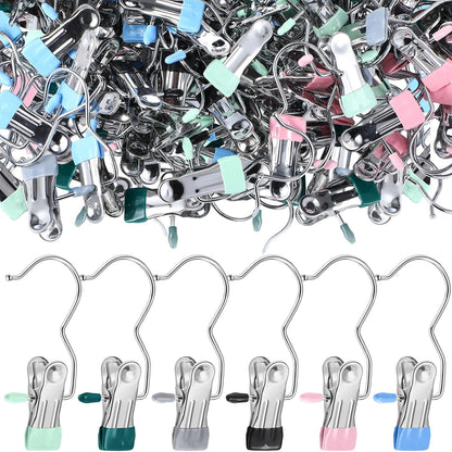 Yinder 150 Pcs Boot Hangers Clips Laundry Hooks Hanging Stainless Steel Clothes Pins Portable Clip Hangers for Closet Travel Socks Pants Handbags Hats Towels (Beige)