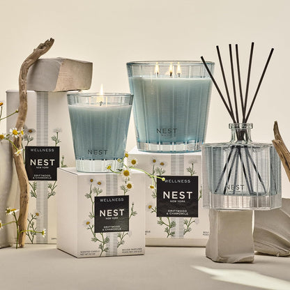 NEST New York Reed Diffuser, Wild Mint & Eucalyptus - 5.9 fl oz - Fragrance for Up to 90 Days - Reusable, Refillable Glass Holder - Includes 8 All-Natural Reed Sticks - Flame Free
