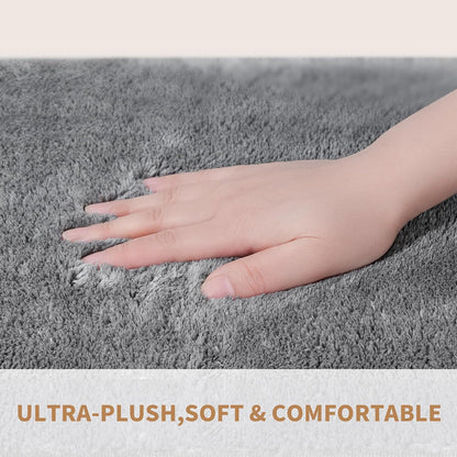 Bullnose Stair Treads Non Slip 9.5" x 32", 14 Pcs Ultra Plush Carpet Stair Treads for Wooden Steps Indoor with Edge Protection, Reusable Peel and Stick TPU Backing Stair Runner Rugs - Beige Gray