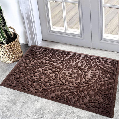 Bulijojo Front Door Mat Entrance,Durable Heavy Duty Welcome Mat,Thick Absorbent Natural Rubber Non Slip Mat,Sturdy Entryway Brown 17"x30"