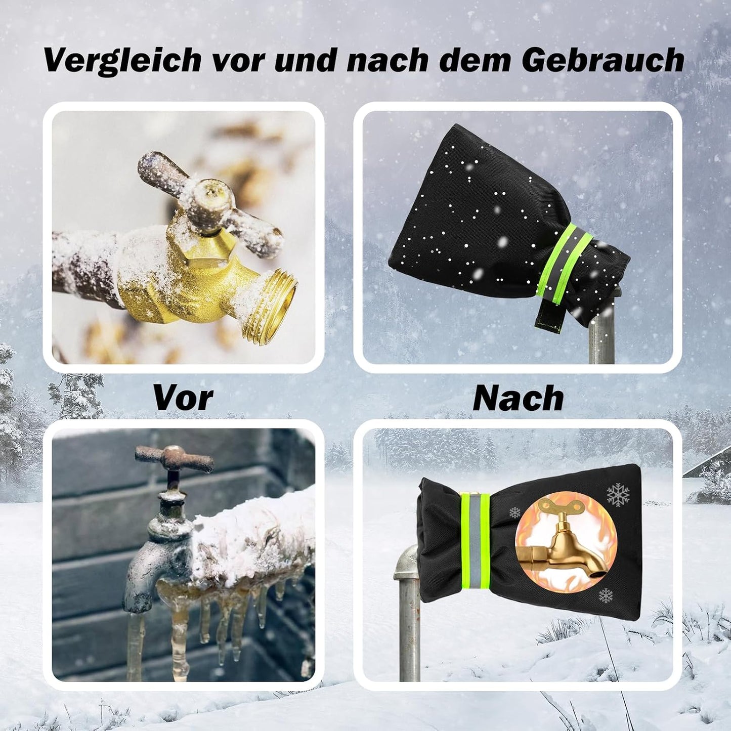 Outdoor Faucet Covers for Winter Freeze Protection, Waterproof Thickened Socks, Reusable Insulated Spigot Cover, 8.3" H x 5.9" W, 3 Pack Black