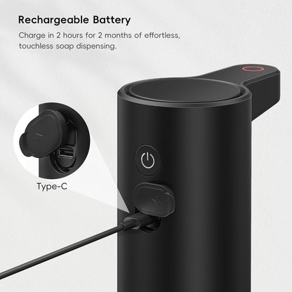 EKO Aroma 9 fl oz Automatic Liquid Soap Dispenser, Rechargeable & Water-Resistant Soap Dispenser for Kitchen and Bathroom with Adjustable Volume Control (Matte Black Steel)