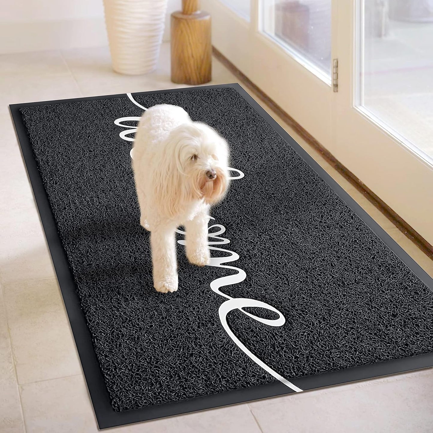 EARTHALL Door Mat Outside Inside Home Doormat, 30"x17.5", Durable Floor Mat Non Slip Mat Ultra Absorb Mud Easy Clean Front Doormat for Garage, Entryway, Patio, High Traffic Areas, Black