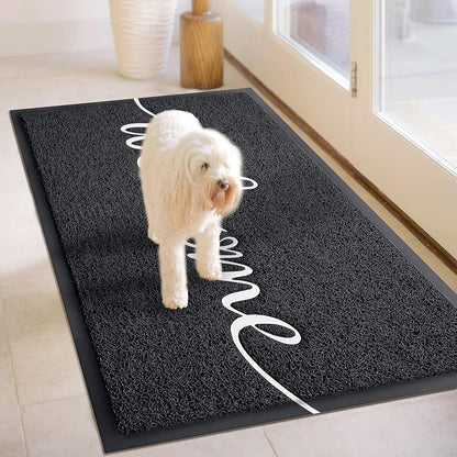 EARTHALL Door Mat Outside Inside Home Doormat, 30"x17.5", Durable Floor Mat Non Slip Mat Ultra Absorb Mud Easy Clean Front Doormat for Garage, Entryway, Patio, High Traffic Areas, Black