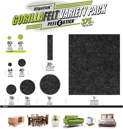 GorillaFelt Chair Leg Floor Protectors/Felt Chair Glides (Set of 16) Tap-On Felt Furniture Pads Guaranteed to Stay On, 1 Inch Round Chair Sliders