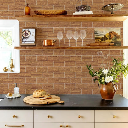 Vamos Tile 100-Piece Glossy Dolomite White Peel and Stick Backsplash Tile,3''x6'' PVC Subway Tile with White Grout, Stick on Backsplash for Kitchen/Bathroom/Fireplace