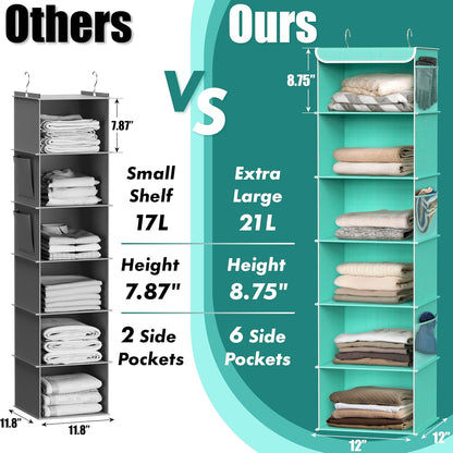 Simple Houseware 6 Shelf Hanging Closet Organizer, Gray