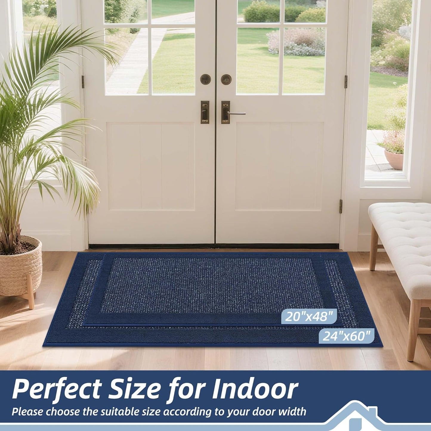 BEQHAUSE Indoor Door Mat 20" x 32", Dirt Trapper Door Mats Non-Slip Entryway Rugs Washable, Resist Dirt Absorbent Welcome Mat, Low Profile Floor Mats for Front Back Door and Entryway, Taupe