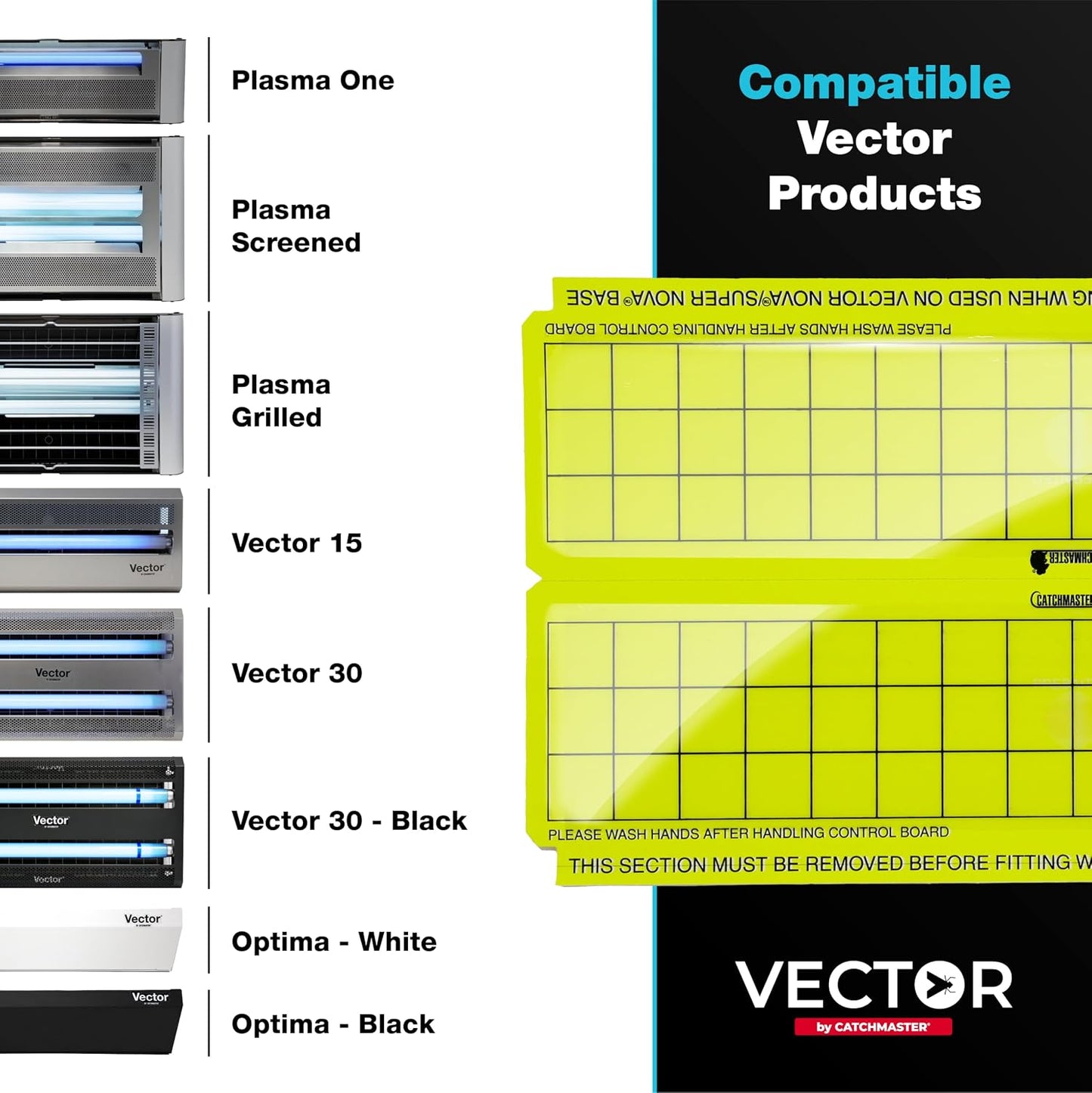 Catchmaster Vector Discreet Black Glue Trap Refills, 12-Pk, UV Light Fly Traps for Home, Unscented Sticky Gnat Glue Boards for House, UV Lamp Insect & Mosquito Killer, Adhesive Bug Light Boards